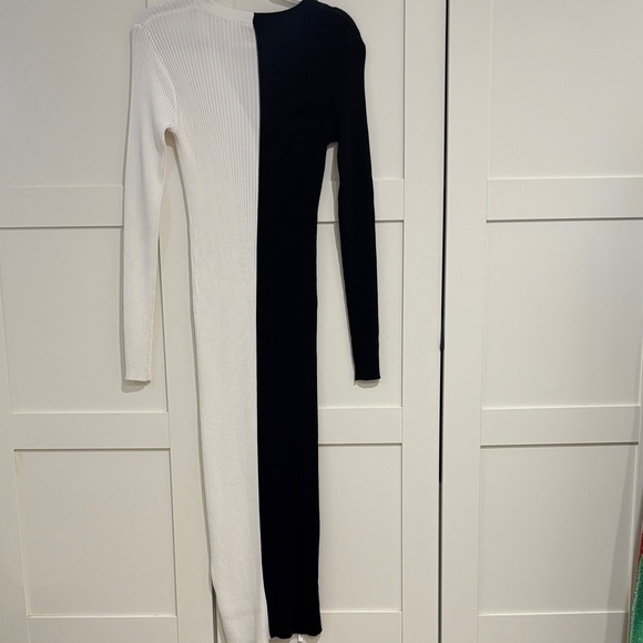 New Staud Shoko Black and White Colorblocked Midi Dress, M - Picture 3 of 5